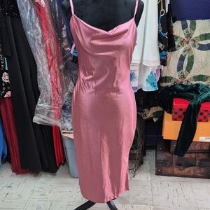 Elegant Pink Satin Slip Dress